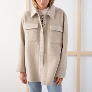 & Other Stories Oversized Wool Shacket in Oatmeal